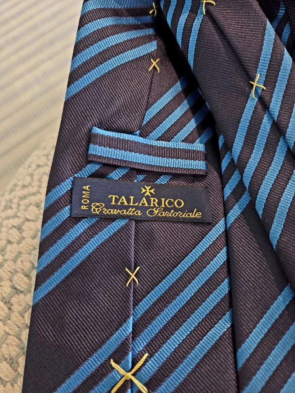 TALARICO Cravatta Blue Striped Tie - Modern Professional Style